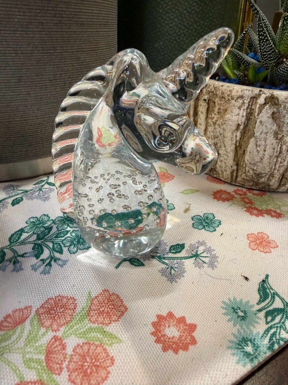 Clear Glass Unicorn Paperweight - Decorative Art Glass